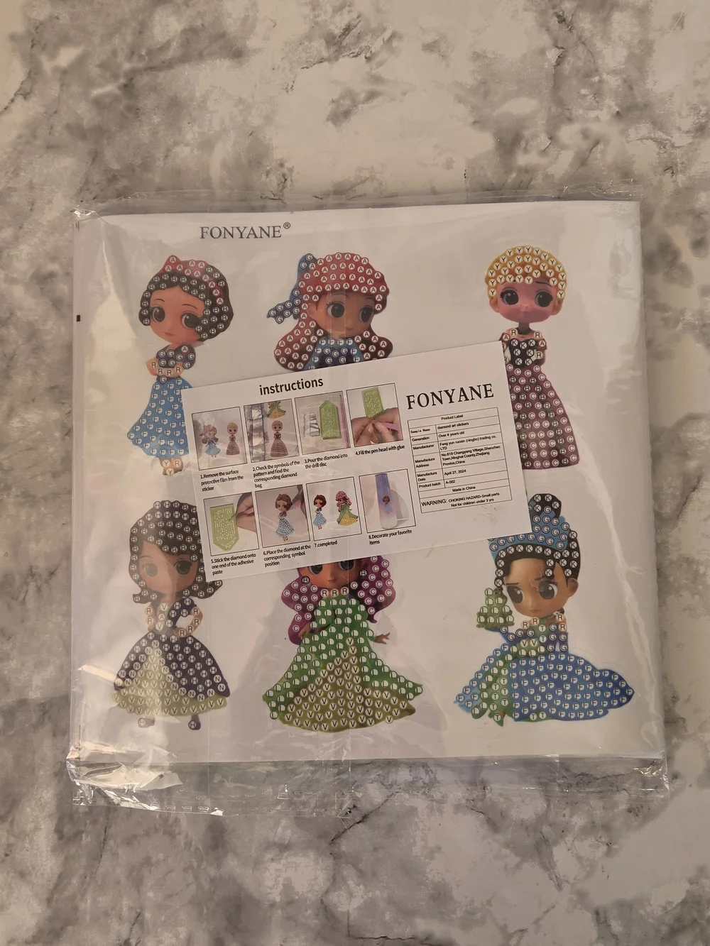 Princess & Fairy Diamond Art Stickers 2 Sheets, 24 Characters